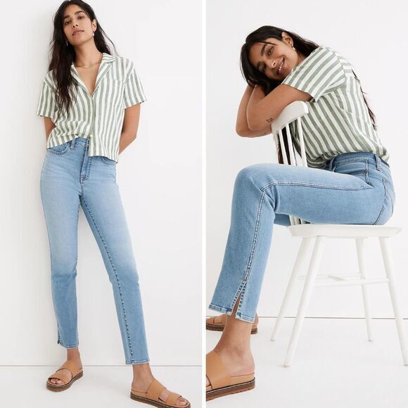 NEW High-Rise Slim Straight‎ Jeans in Stillwood Wash: Slit-Hem Edition, 29 - Picture 2 of 15